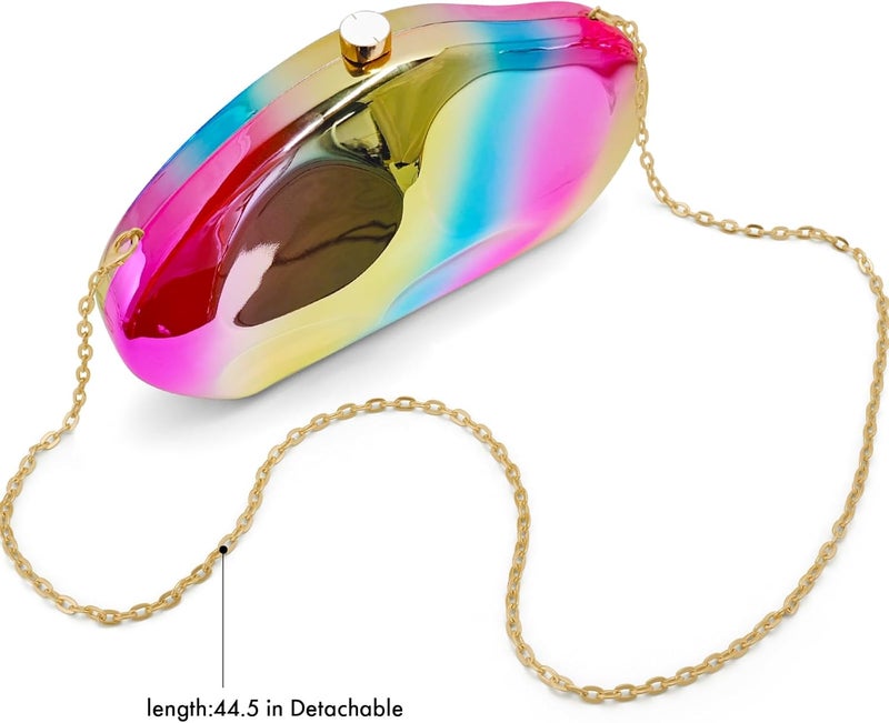 NEWROGENG Acrylic Clutch Purse for Women Evening Bag, Irregular Shell Acrylic Purse Box Clutch with Chain for Party Wedding Prom - Image 4